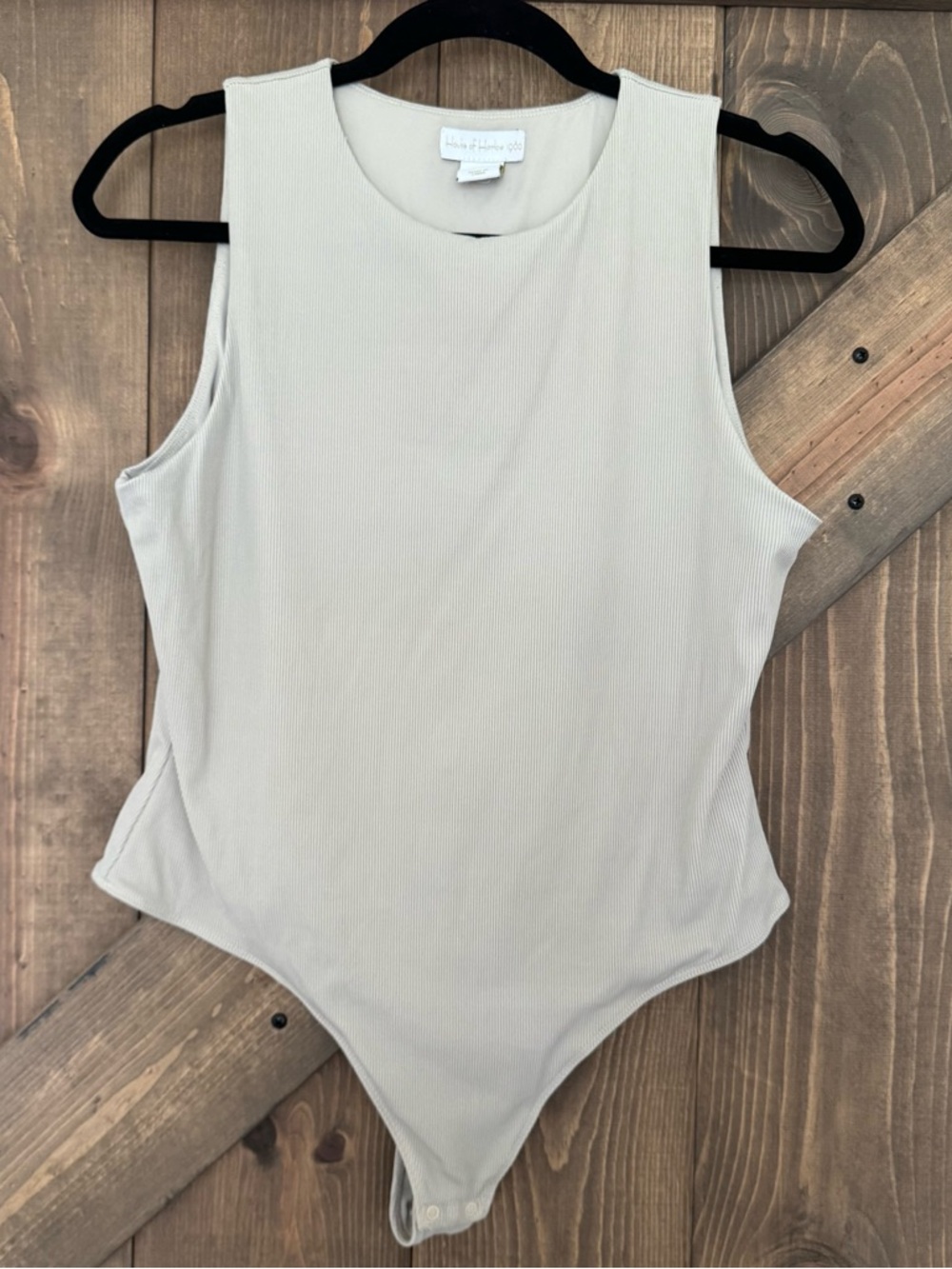 House of Harlow 1960 Beige Ribbed Tank Bodysuit Size Large